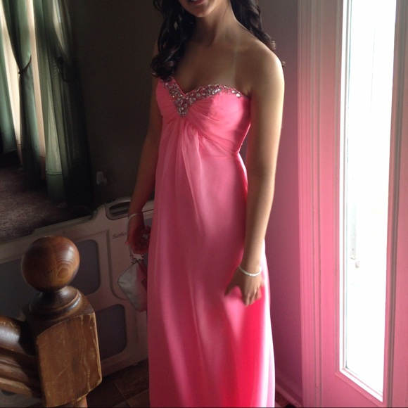 Pink halter prom dress