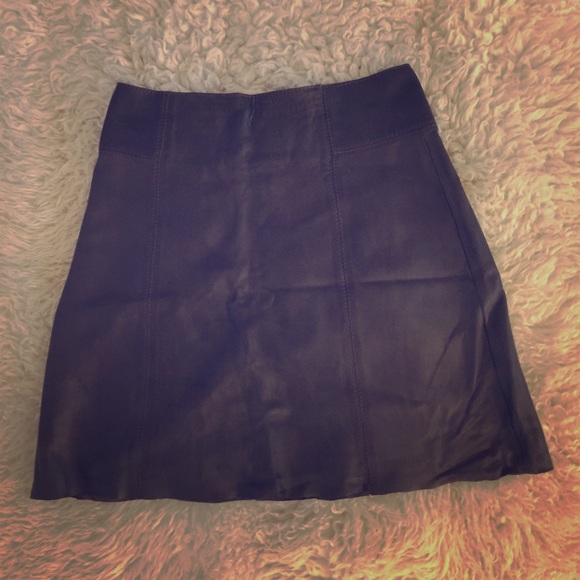Brown Leather Asymmetrical Zara Skirt