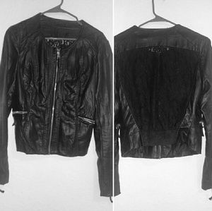 Faux Leather jacket with lace back