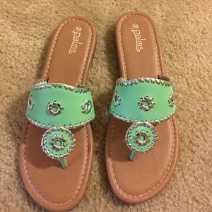 Palms sandals. Mint color.