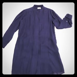 Billy Reid navy silk chiffon fully lined dress