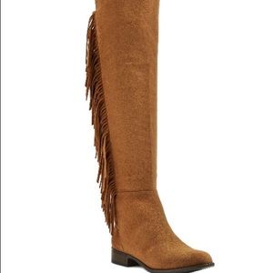 Tan fringe boots-only worn once
