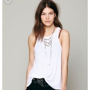 Free people white ribbed tank top