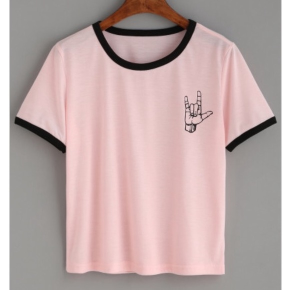 Pink Love Gesture Print T-shirt