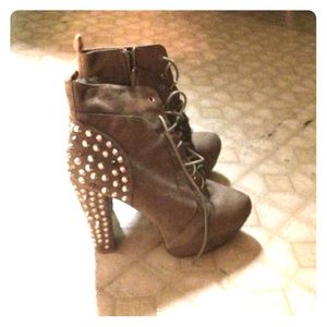 Suede dark tan heels