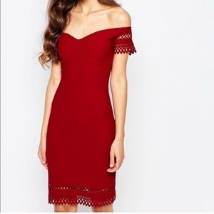 Red ASOS fitted dress.