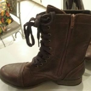 Brown leather lace up boots