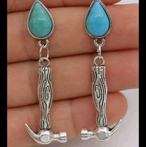 ❌️SOLD Silver & Turquoise Hammer Earrings