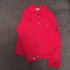 Red button up jacket