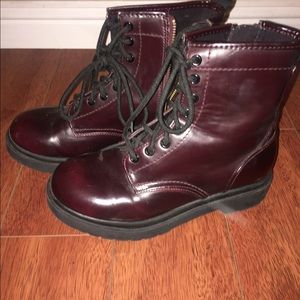 Burgundy combat boots