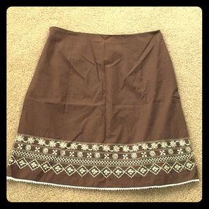 Cute Brown Skirt with Embroidered Detail