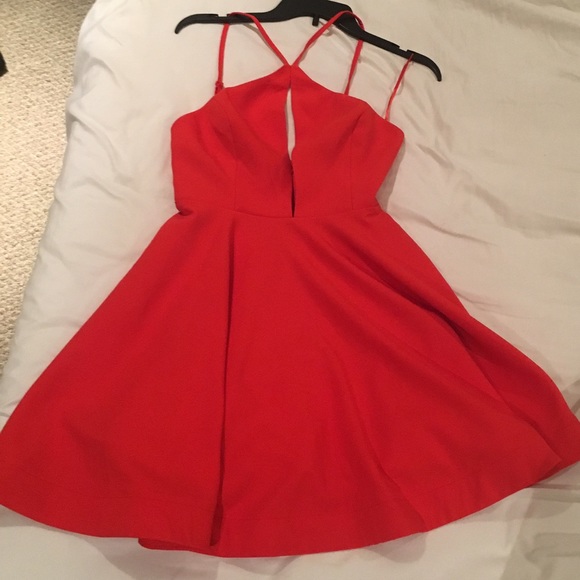 Nasty gal red orange flare dress, worn once