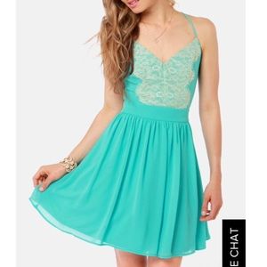 Backless Aqua Lace Dress