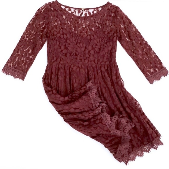 Free People Dresses & Skirts - Free People Maroon Lace Dress