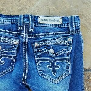 Rock Revival blue fleur de lis boot cut 30R