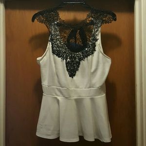 White peplum top