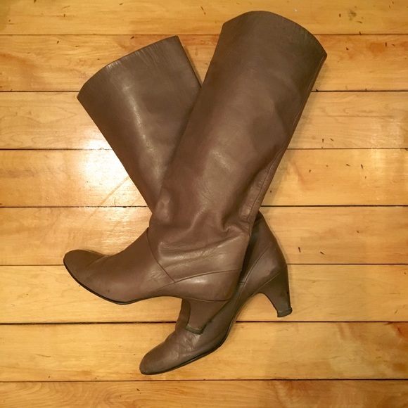 Vintage 80s Leather Boots - 1.5 inch heel