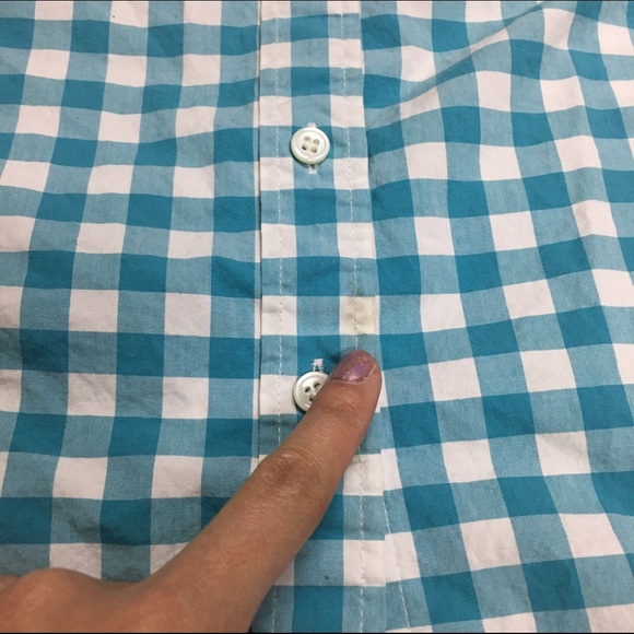 Light Blue and White Gingham Check Shirt - Picture 3 of 4
