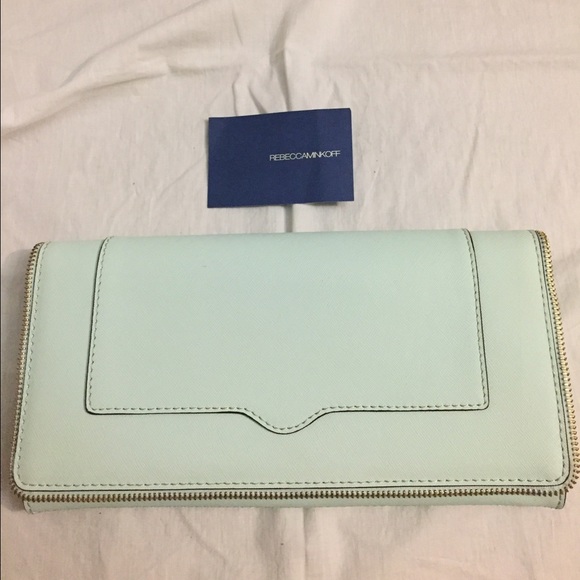 Rebecca Minkoff Amorous Clutch Mint Blue Large