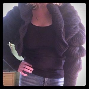 H&M black shrug with exaggerated sleeve