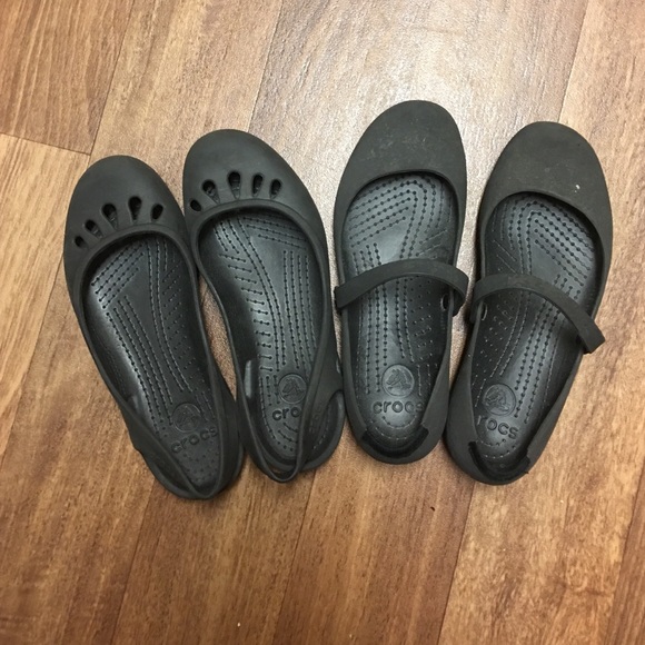 Set of 2 Crocs flats Mary Jen and Slingback BLACK - Picture 1 of 2