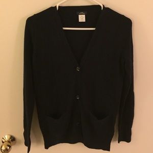 J. Crew Cashmere V Neck Black Cardigan Sweater