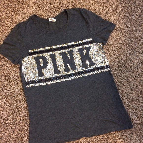 PINK Victoria's Secret dark grey sparkly top