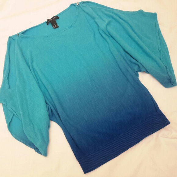 INC Petite Blue Ombre Cutout Top