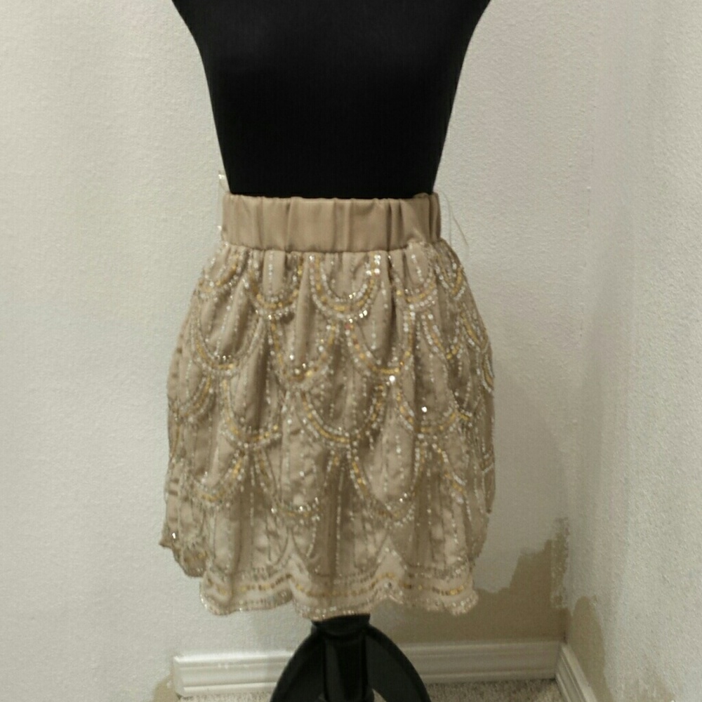 Tan sequined skirt