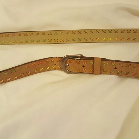Brown Belt With Color Stitching Detail