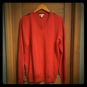 V-neck Burberry Sweater with Shoulder Detail