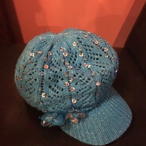 Justice teal rhinestone woolen hat