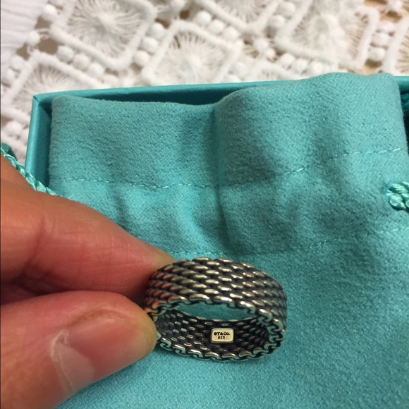 Tiffany Sterling silver oxidized ring. Size 7