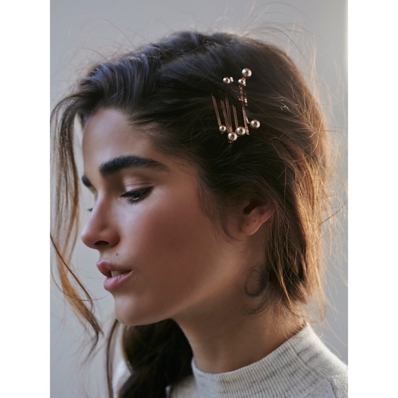 Gold Free People Hair Floating Pearl Bobby Pins