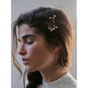 Gold Free People Hair Floating Pearl Bobby Pins