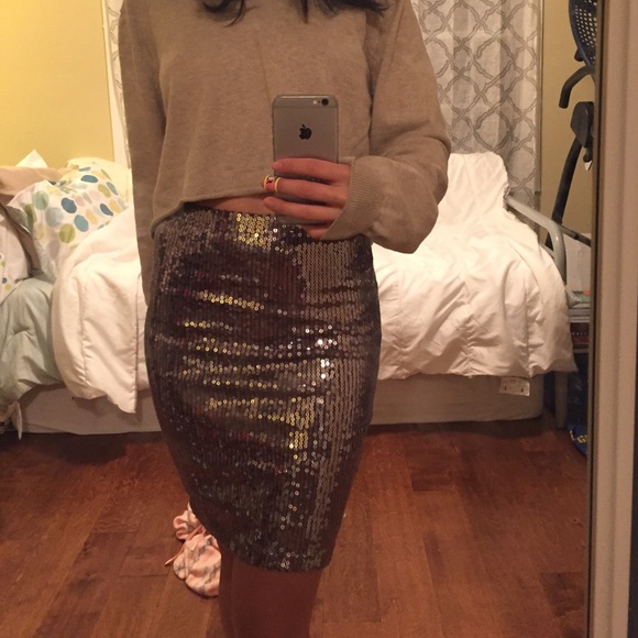 Silver sequin free people tube skirt
