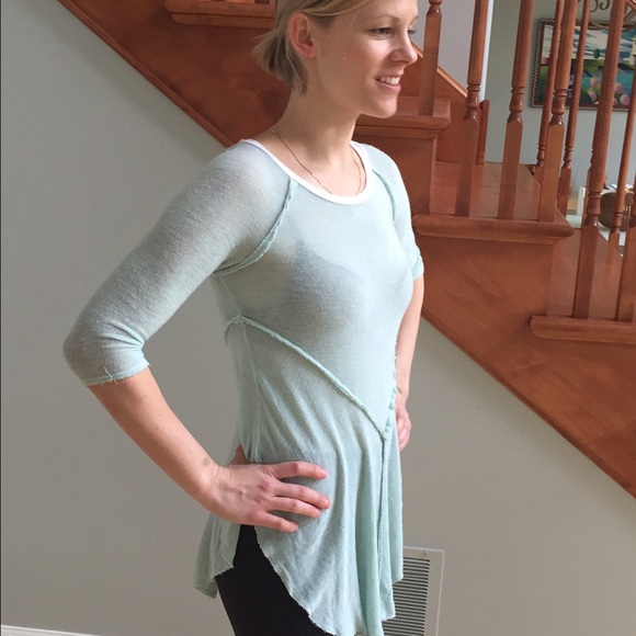 free people asymmetrical top with raw edges. - Picture 2 of 4