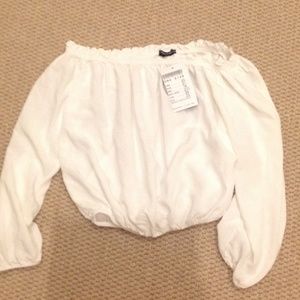 Brandy off the shoulder white crop top