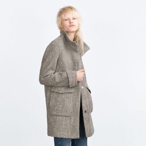 Zara Grey Herringbone Coat