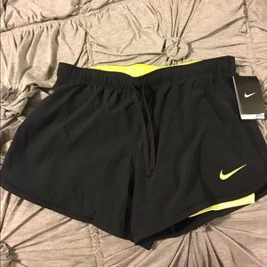 Nike Black and neon yellow shorts