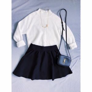 a+ab Black Textured Skater Aline Black Skirt a+ab Black Textured Skater Aline Black Skirt