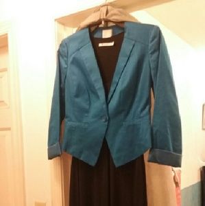 Blue and black dress with blazer