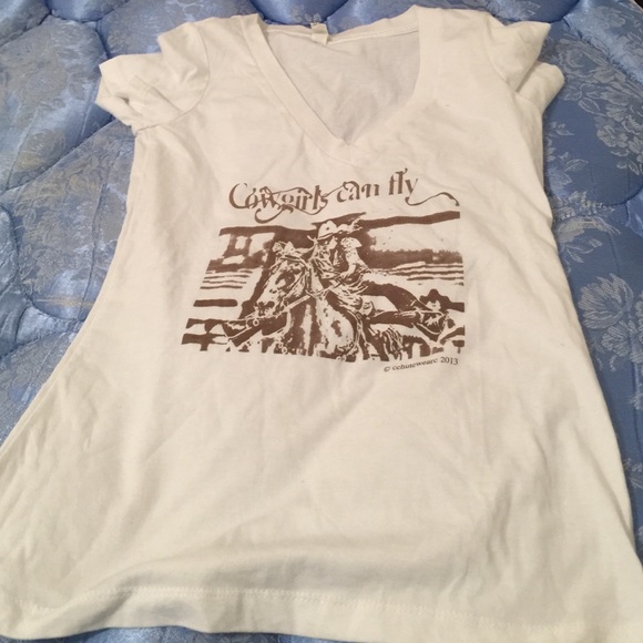 Cowgirls can fly white tee. Size small.
