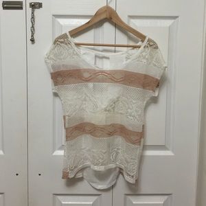 White lace shirt with open tie back