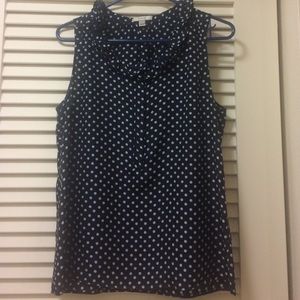 J.Crew Navy and Cream Polka Dot Blouse.