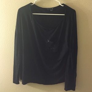 Forever 21 Black Top With Sequin Pocket