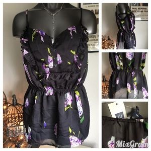 Gap Body Navy Floral Semi-Sheer Lingerie Romper