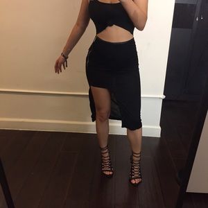 Black Side Cutout Skirt