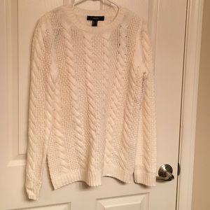 Cream chunky knit crew neck sweater Forever21 L