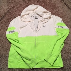 PINK two tone full zip hoodie